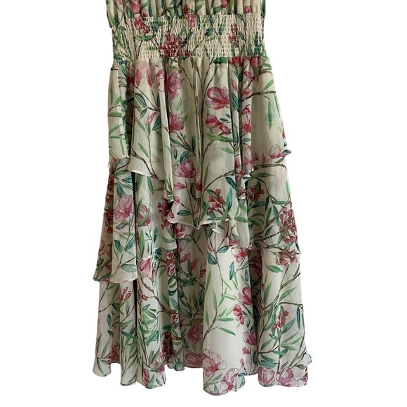 Eliza J Floral Sleeveless High Neck Ruffle Dress, Size 6 - Picture 5 of 9